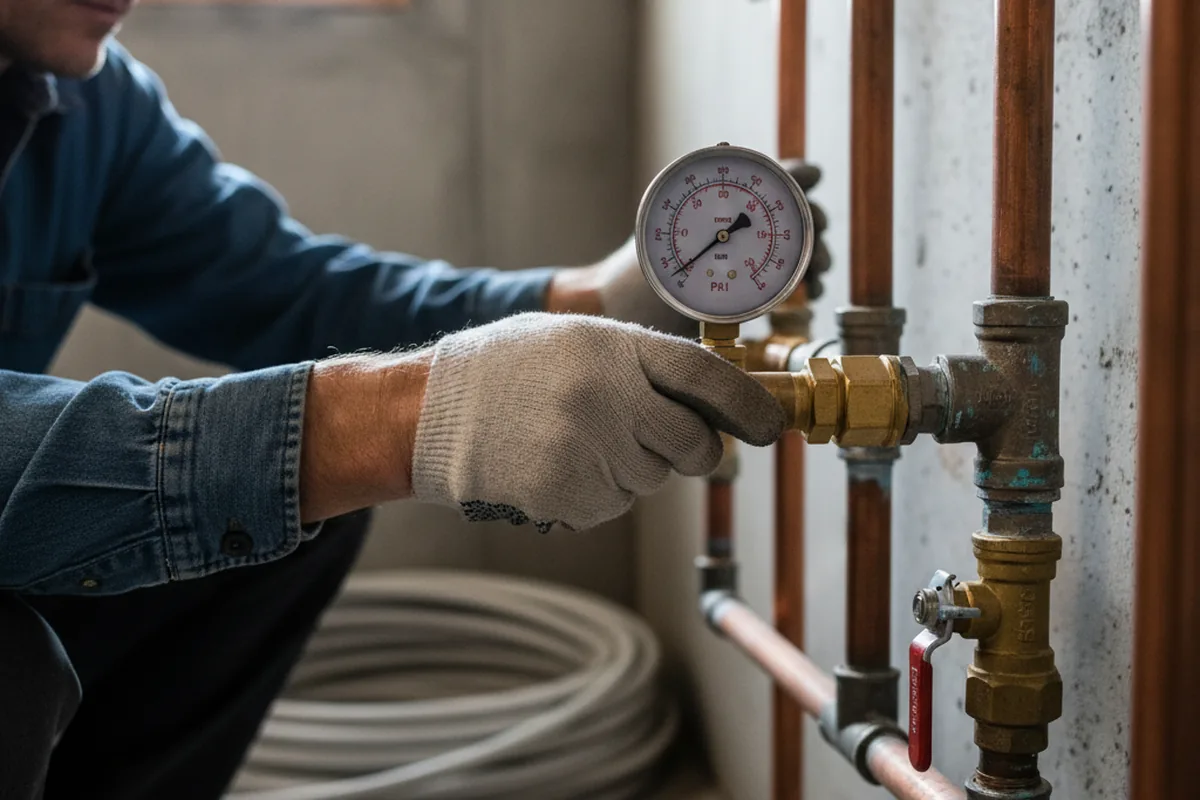 Pressure testing a repaired line during Water Line Repair in Ashuelot